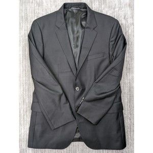 Hugo Boss Blazer Mens Solid Black Pasolini Super 100s Wool Size 40R